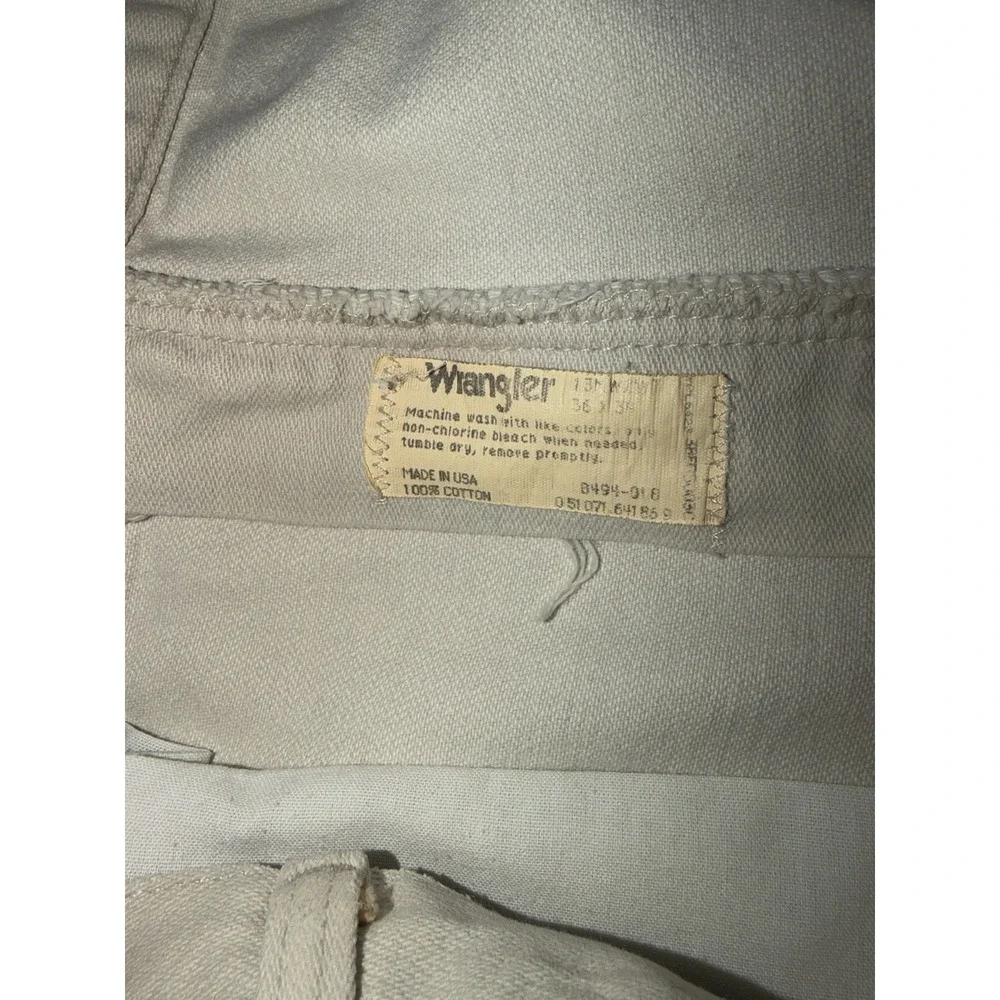 Vintage Wrangler Jeans Made In USA White/cream  Size 36x34 - Picture 4 of 6